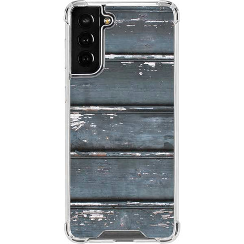 Chipped Blue Wood Galaxy S21 FE Clear Case